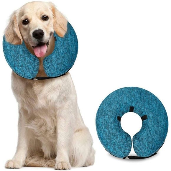 Midog Pet Collar Inflate Blue Large After Surgury Protective Cone Recover 3117 - Picture 1 of 10